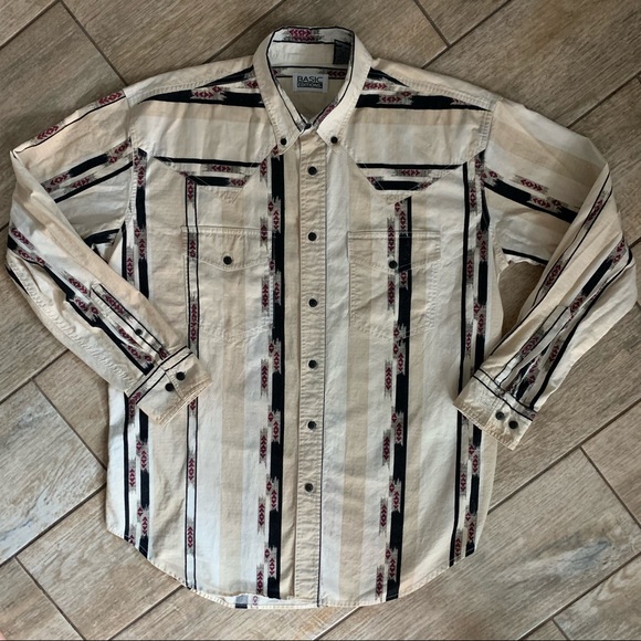 Vintage 90s western style pattern shirt 100%cotton - Picture 2 of 8